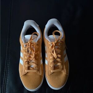 Classic Orange Suede Sneakers with White Stripes